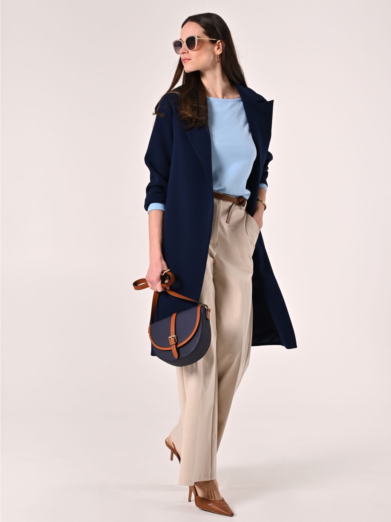 Manteau bleu en néoprène doublé  Rinascimento