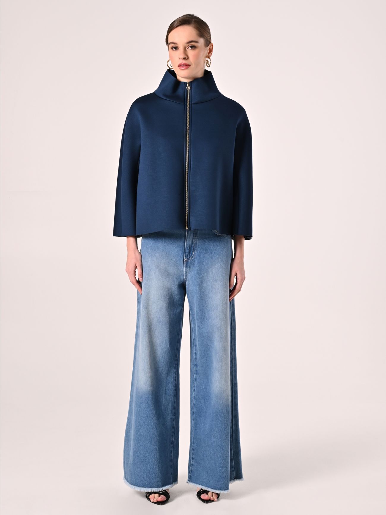Blue Cape in Scuba Fabric det_1