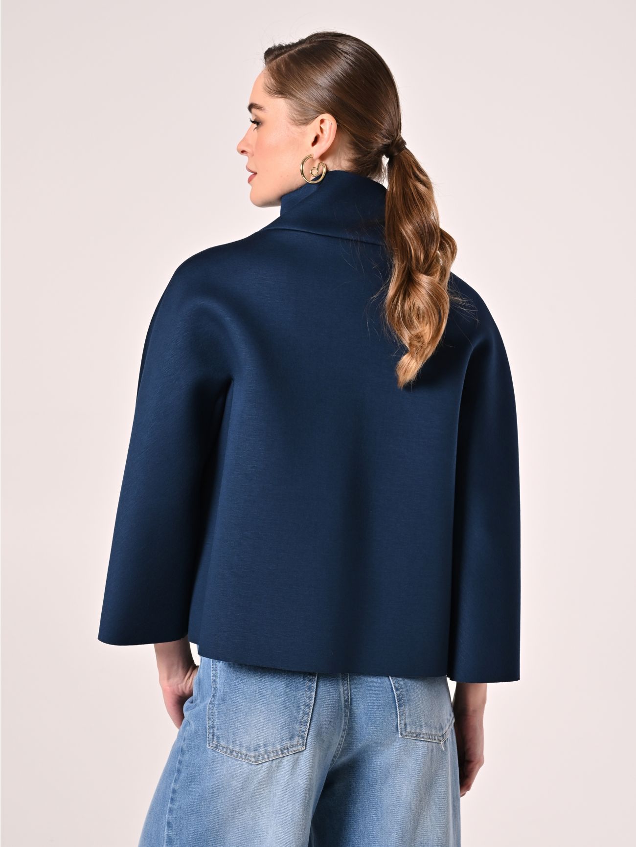 Blue Cape in Scuba Fabric det_3