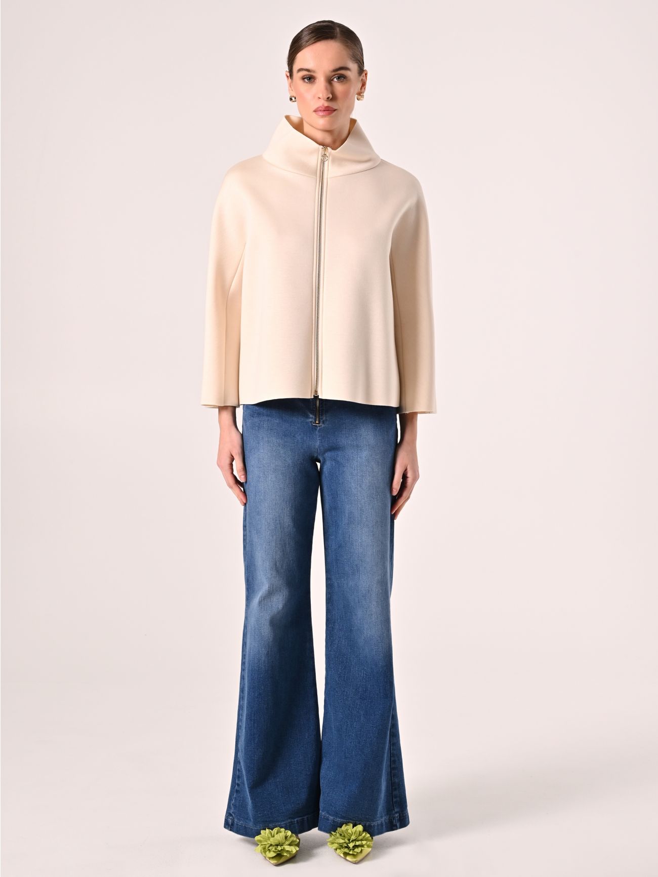 Beige Cape in Scuba Fabric det_1