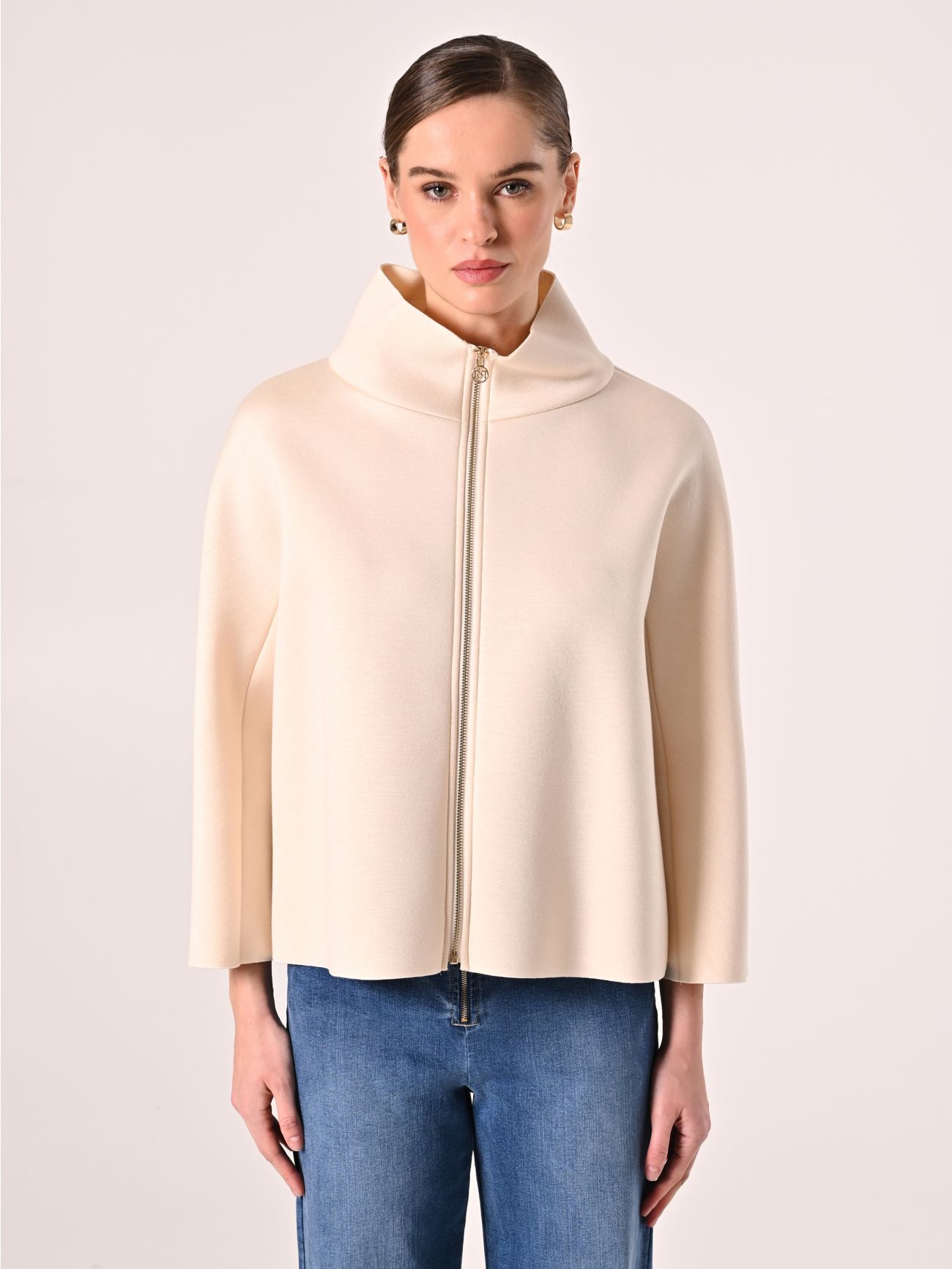 Beige Cape in Scuba Fabric det_2