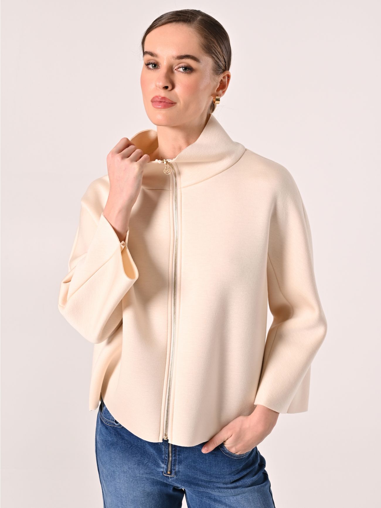 Beige Cape in Scuba Fabric in_i7