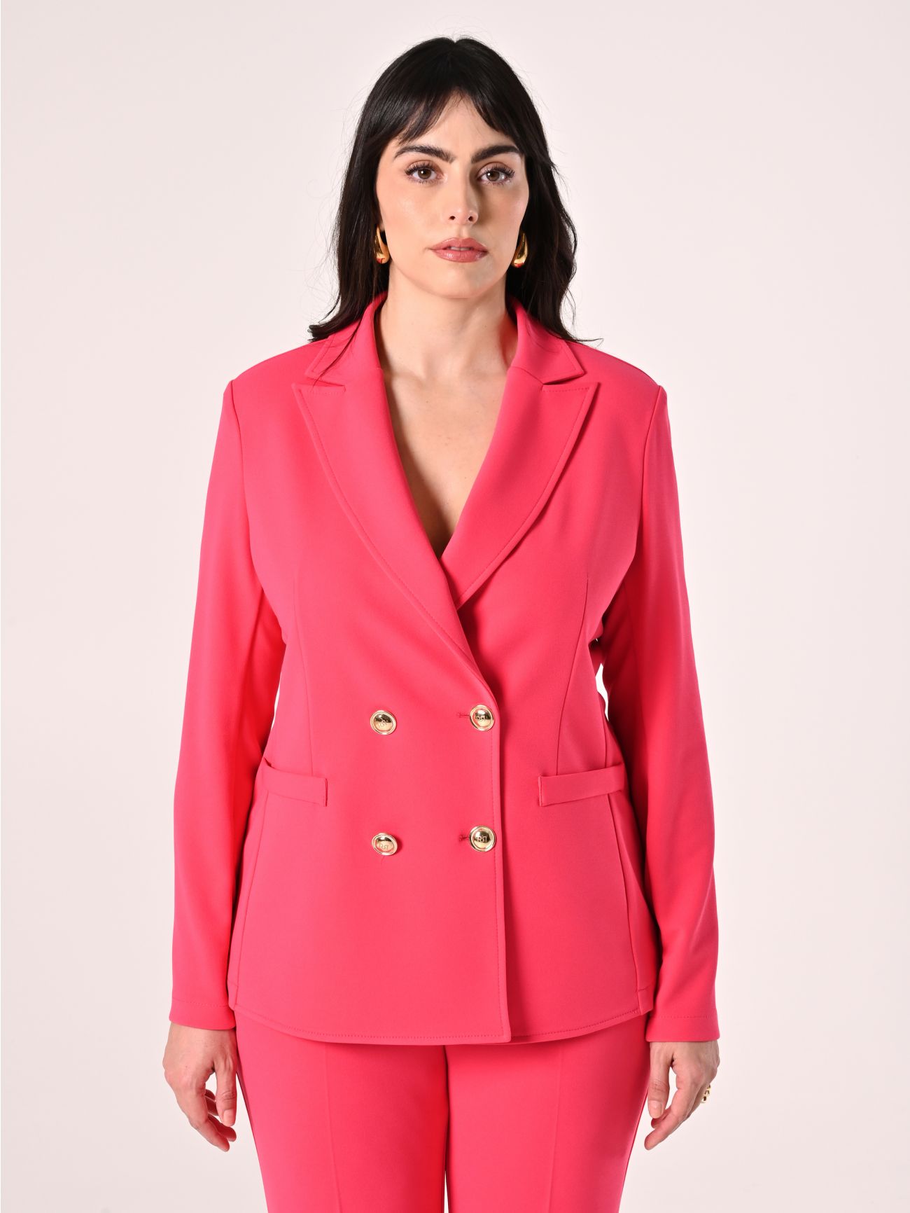 Curvy-Jacke in Fuchsia aus Scuba-Handkreppstoff det_2