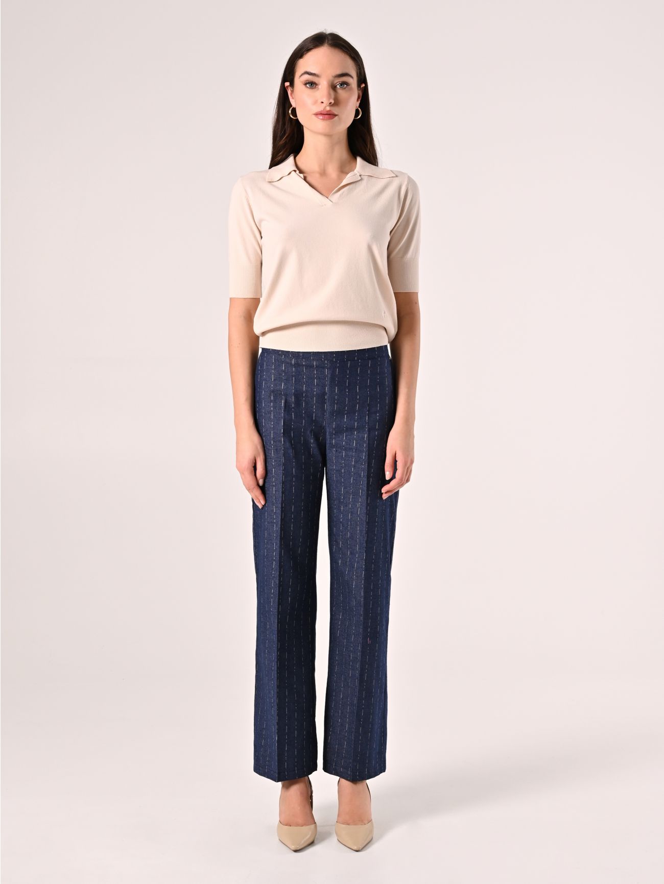 Pinstriped Denim Trousers det_1