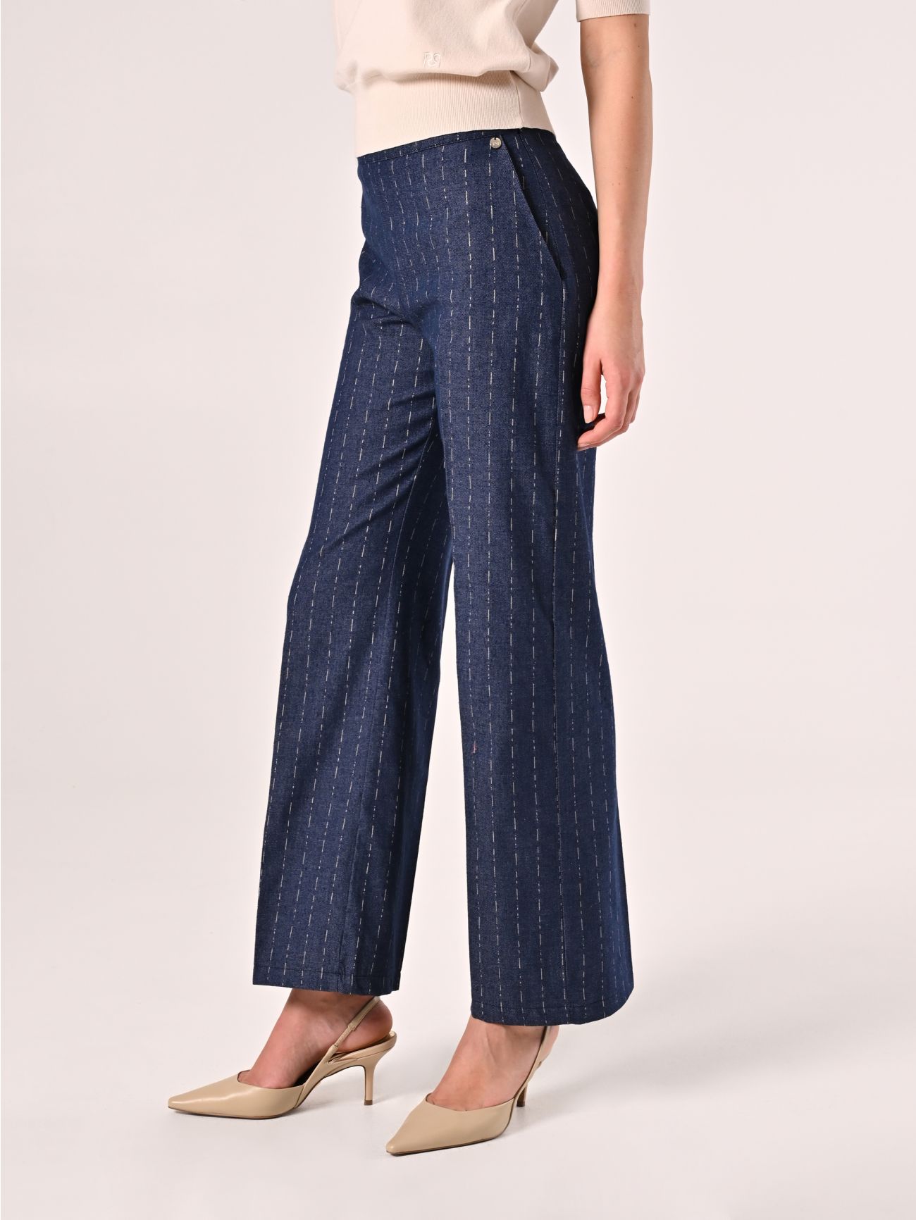 Pinstriped Denim Trousers in_i7