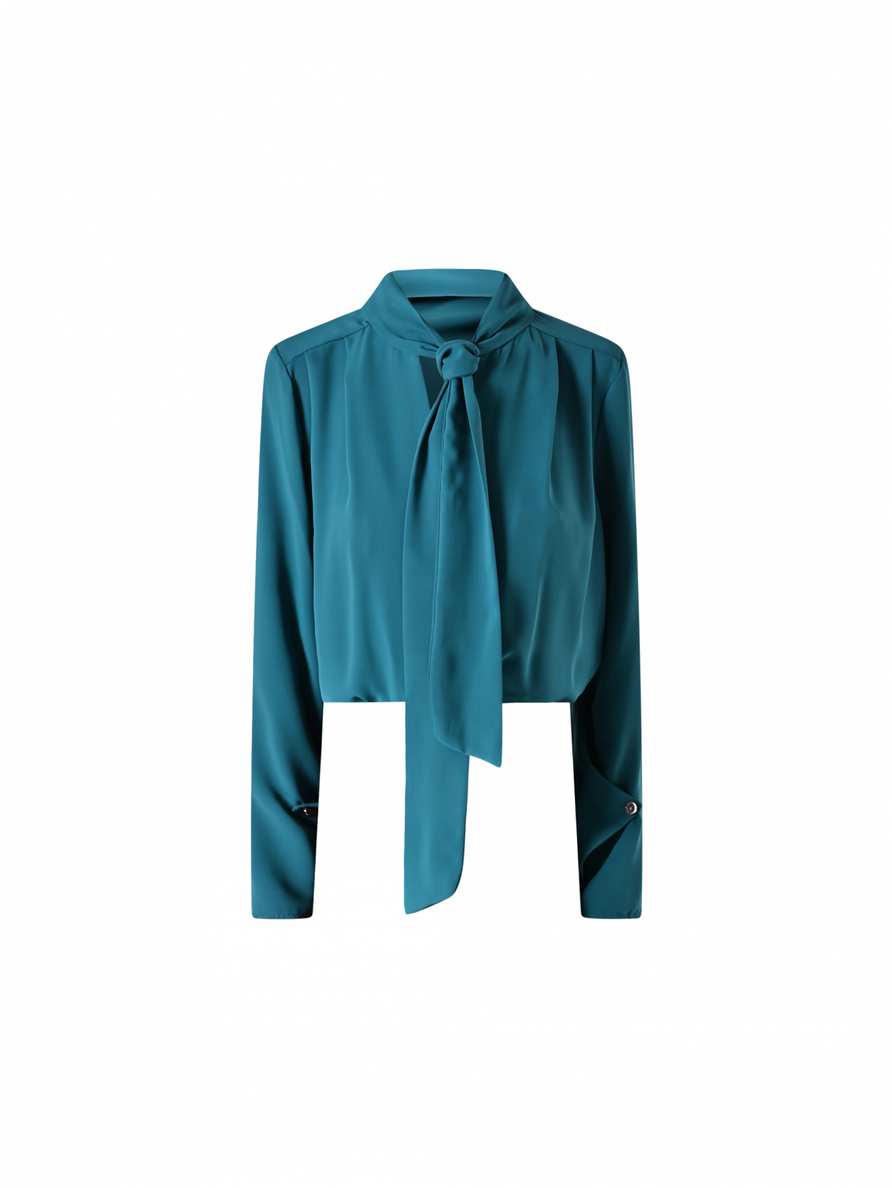 Blouse vert royal avec nœud et pinces det_4
