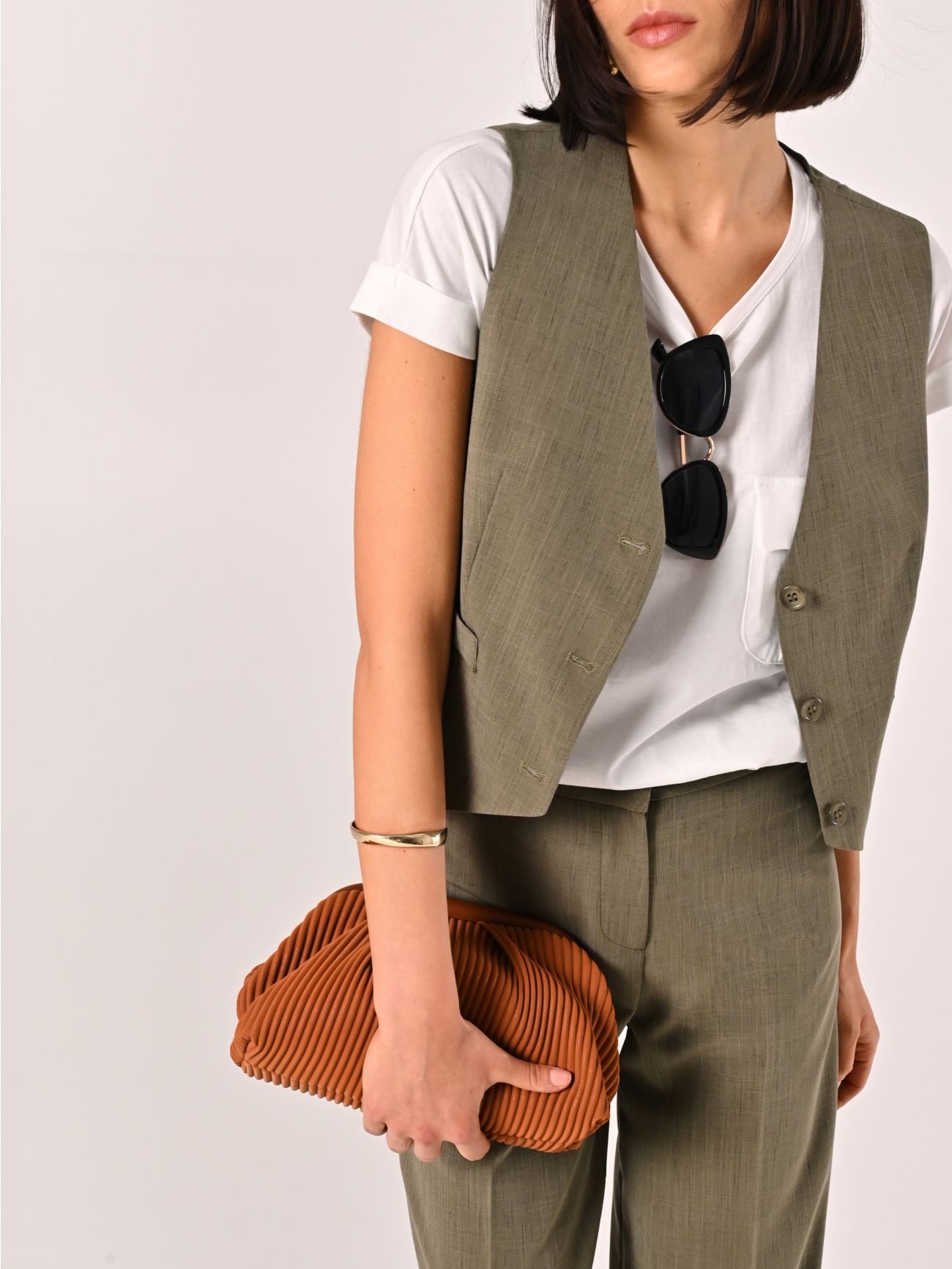 Gilet Verde Militare in Poliviscosa in_i5