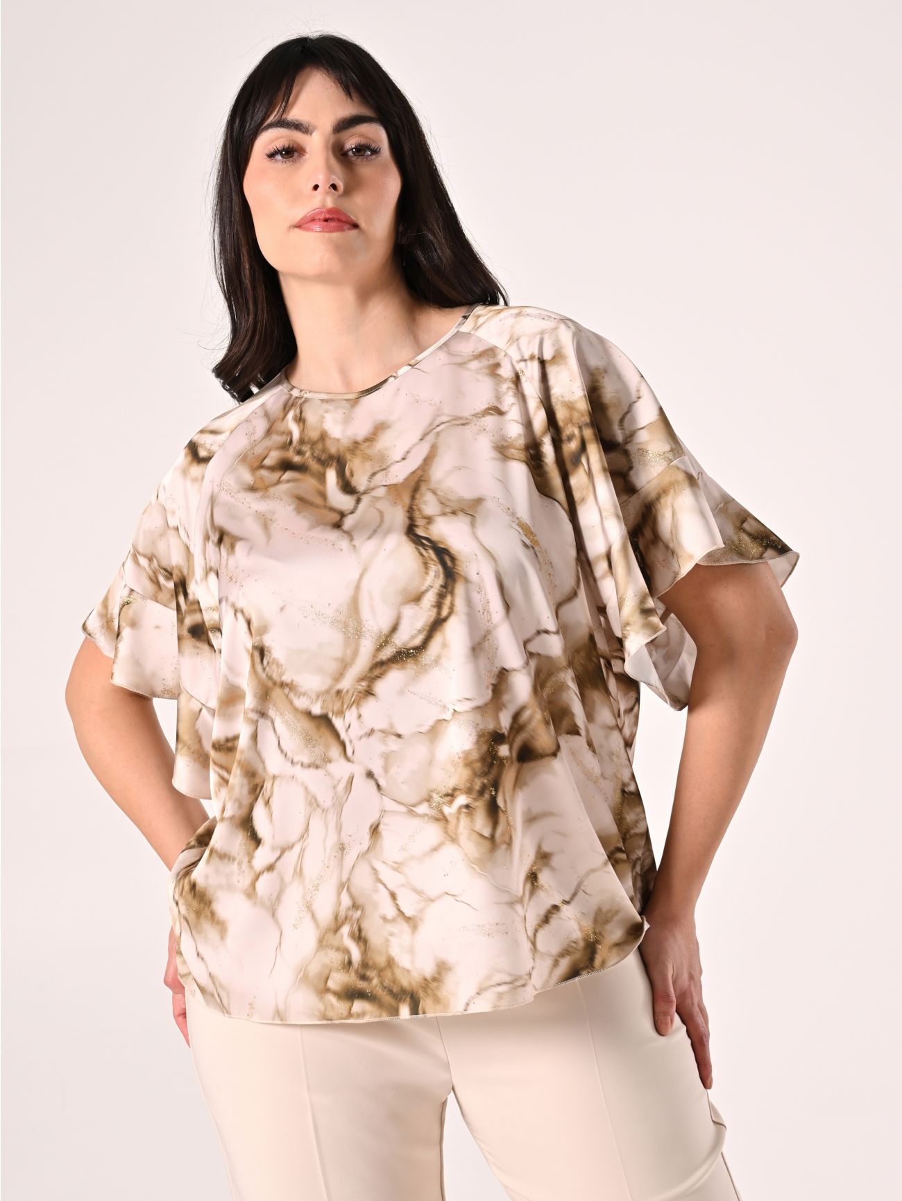 Blusa curvy con estampado marmolado in_i7