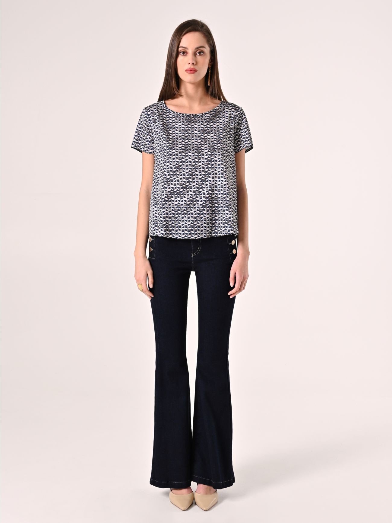 Bluse mit geometrischem Muster det_1