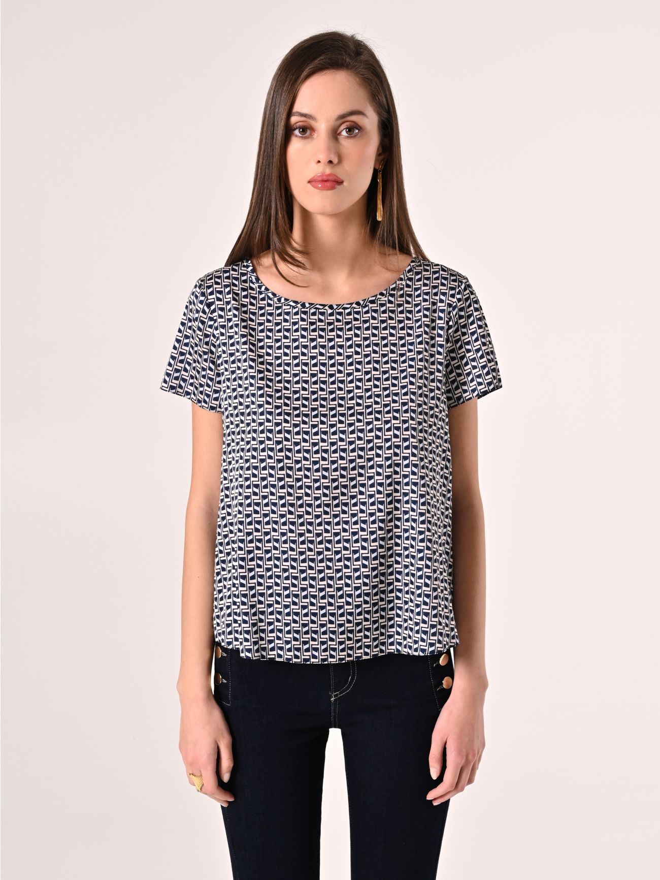 Bluse mit geometrischem Muster det_2