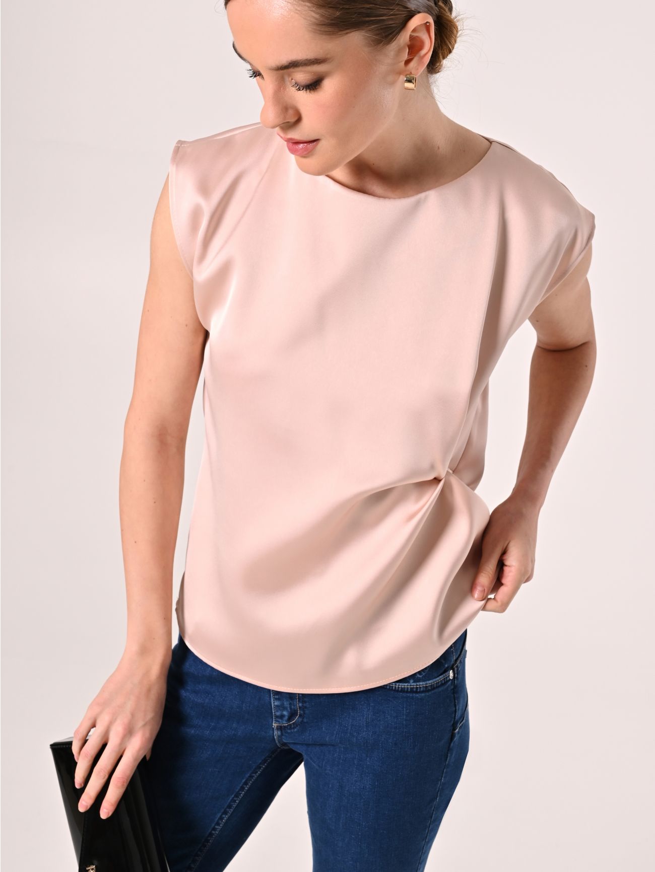 Pink Satin Sleeveless Top  Rinascimento