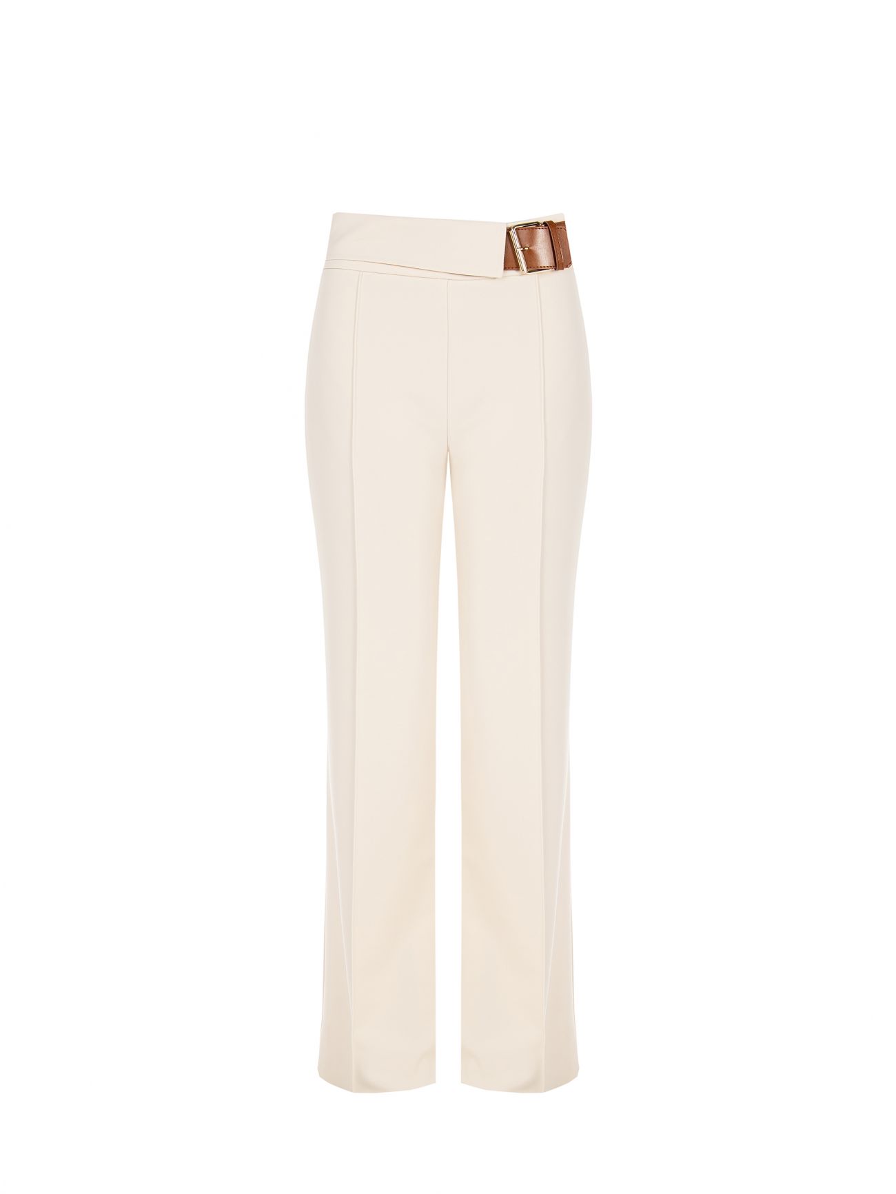 Beige Pants with Buckle in Scuba Crepe Fabric det_4