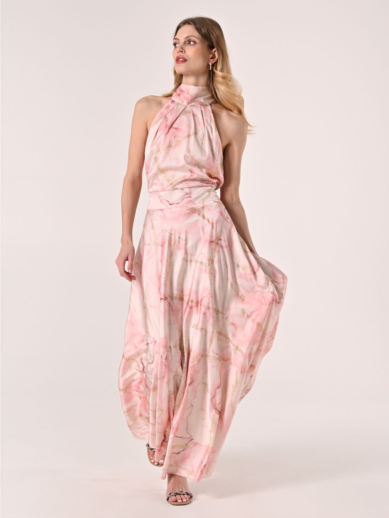 Abito scollo all'Americana Marmorizzato Rosa in_i7