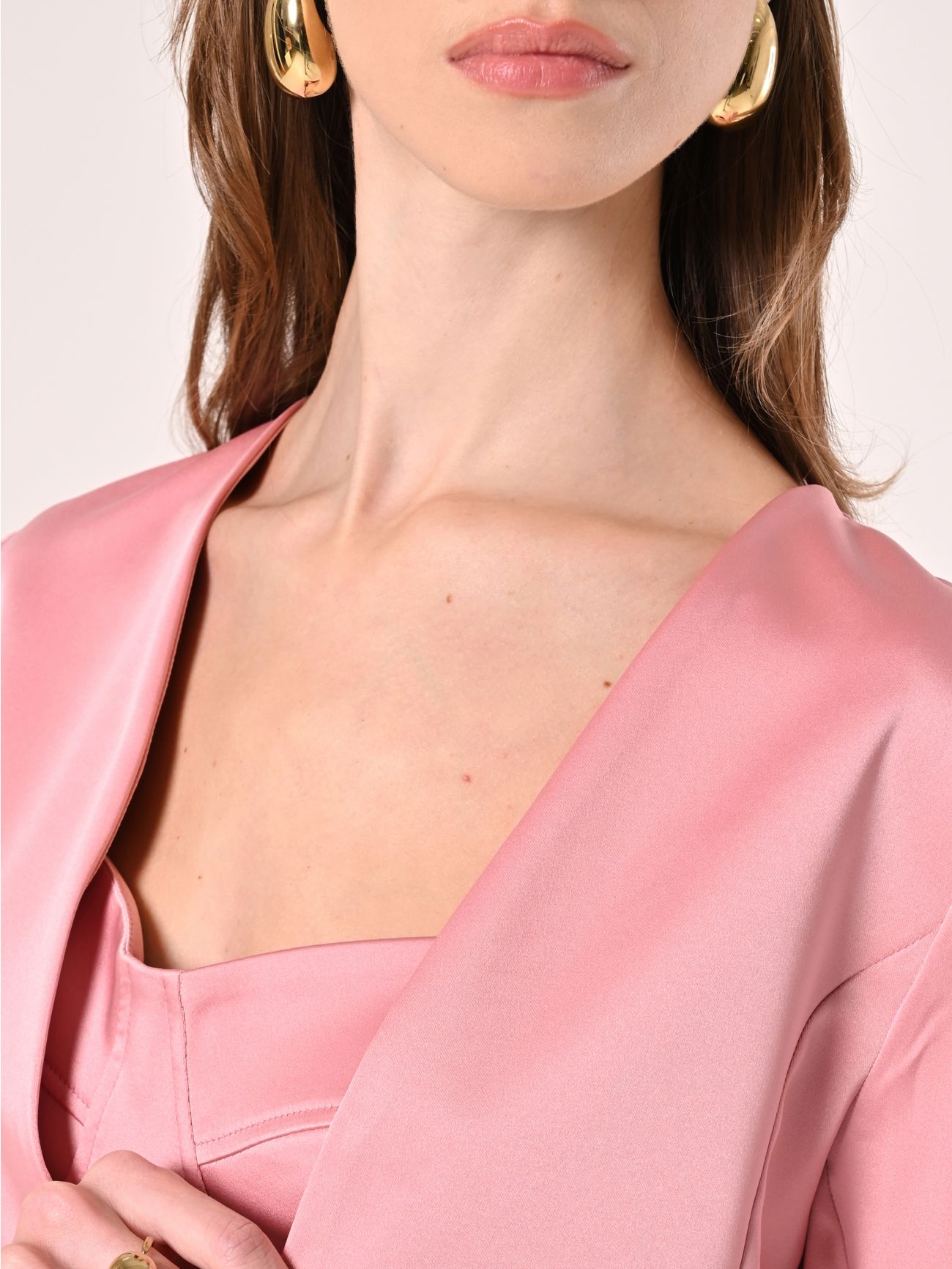 Powder Pink Satin Shrug in_i5