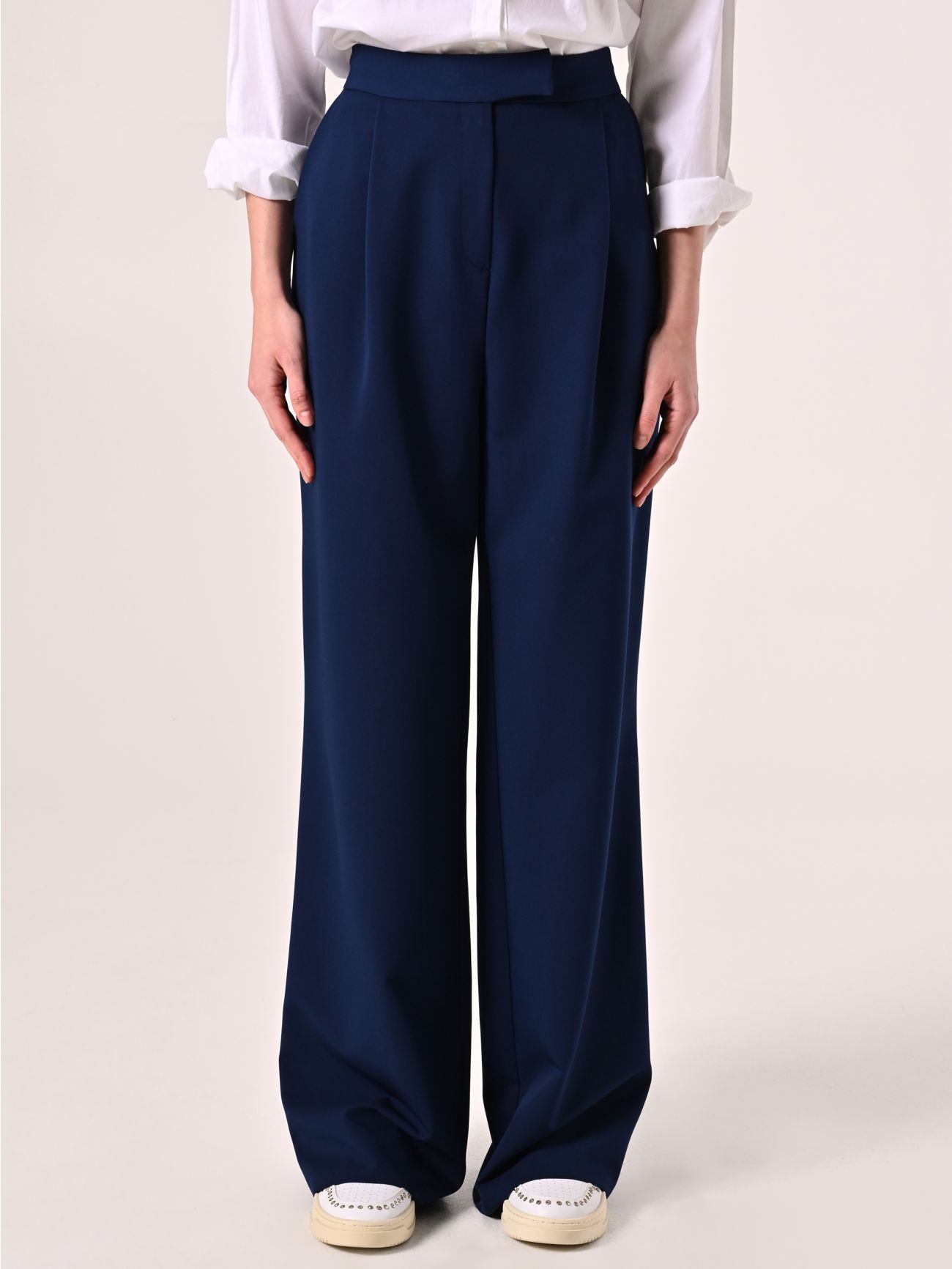 Blue Pleated Trousers in Polyviscose det_2