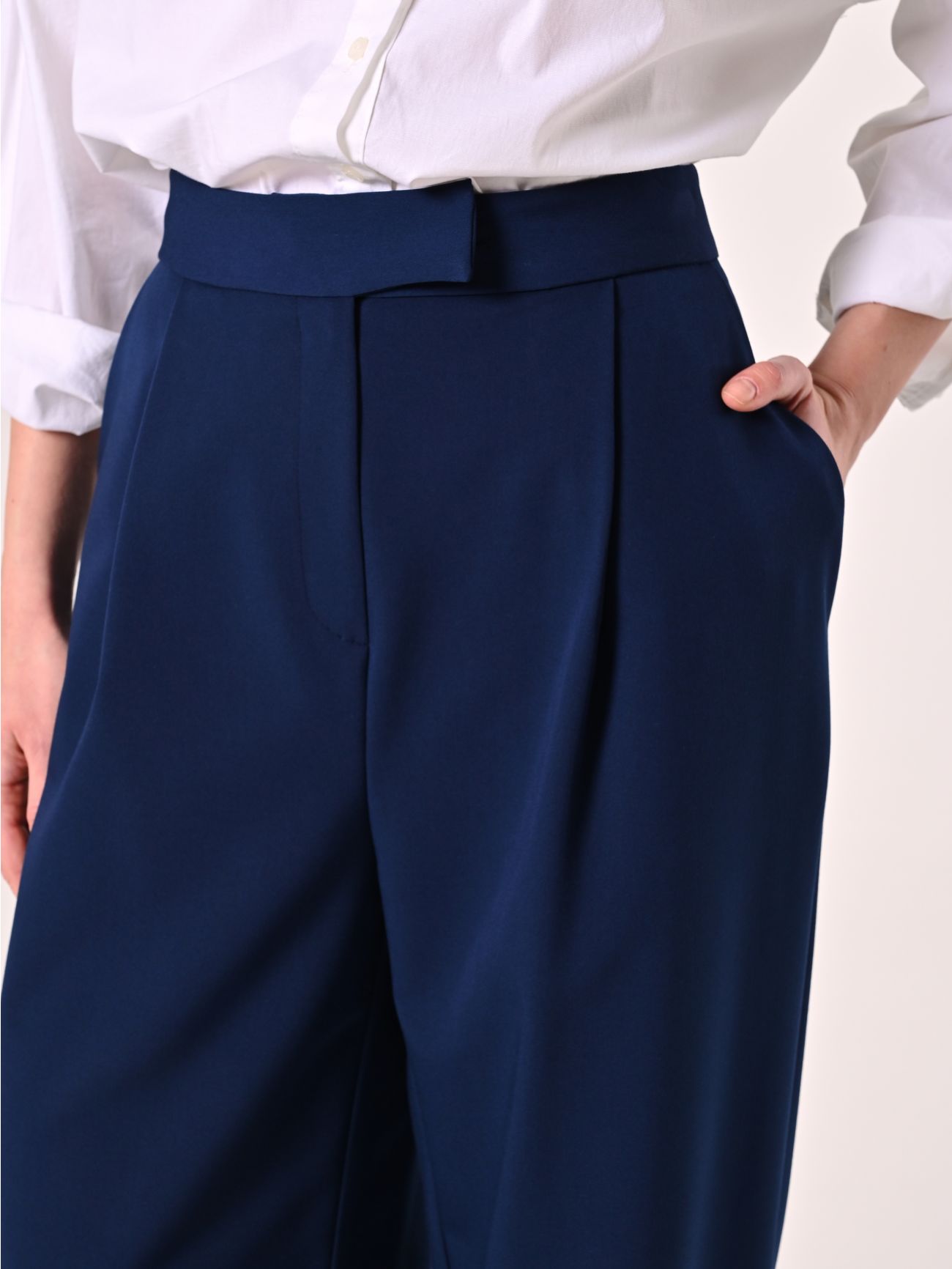 Blue Pleated Trousers in Polyviscose in_i5
