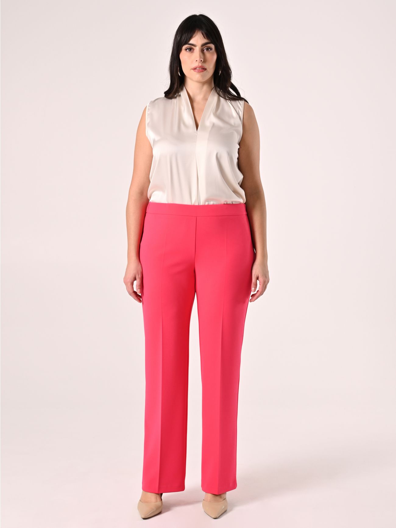 Fuchsia Curvy Pants in Scuba Crepe fabric det_1