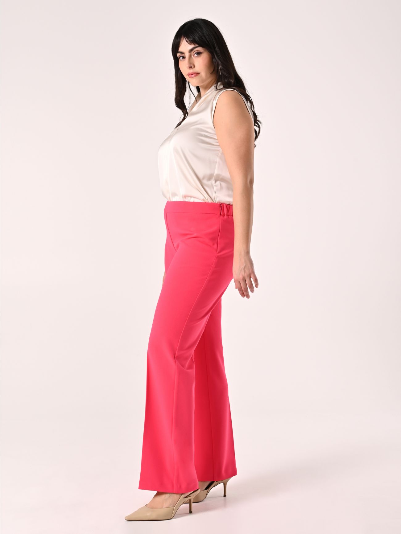Fuchsia Curvy Pants in Scuba Crepe fabric in_i7
