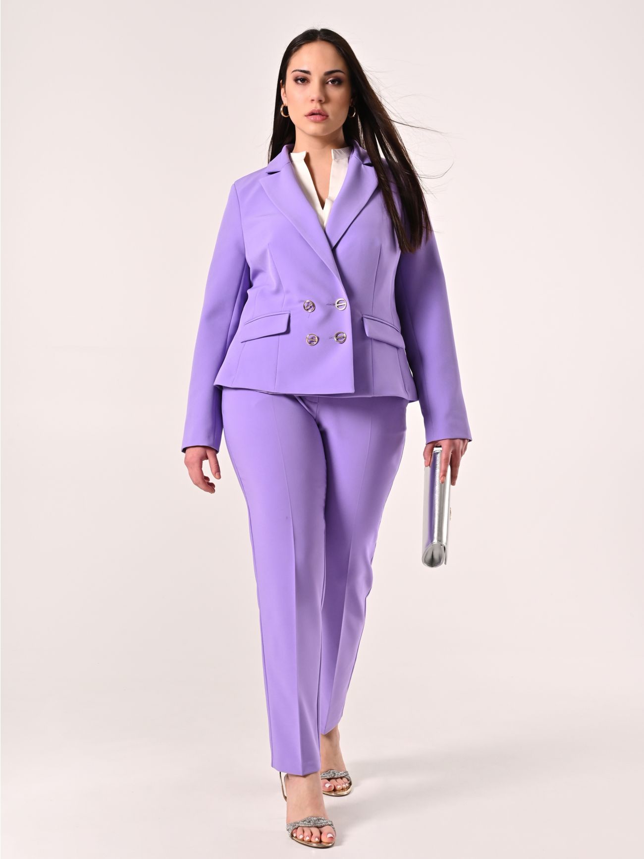 Pantalón curvy de tejido técnico lila  Rinascimento
