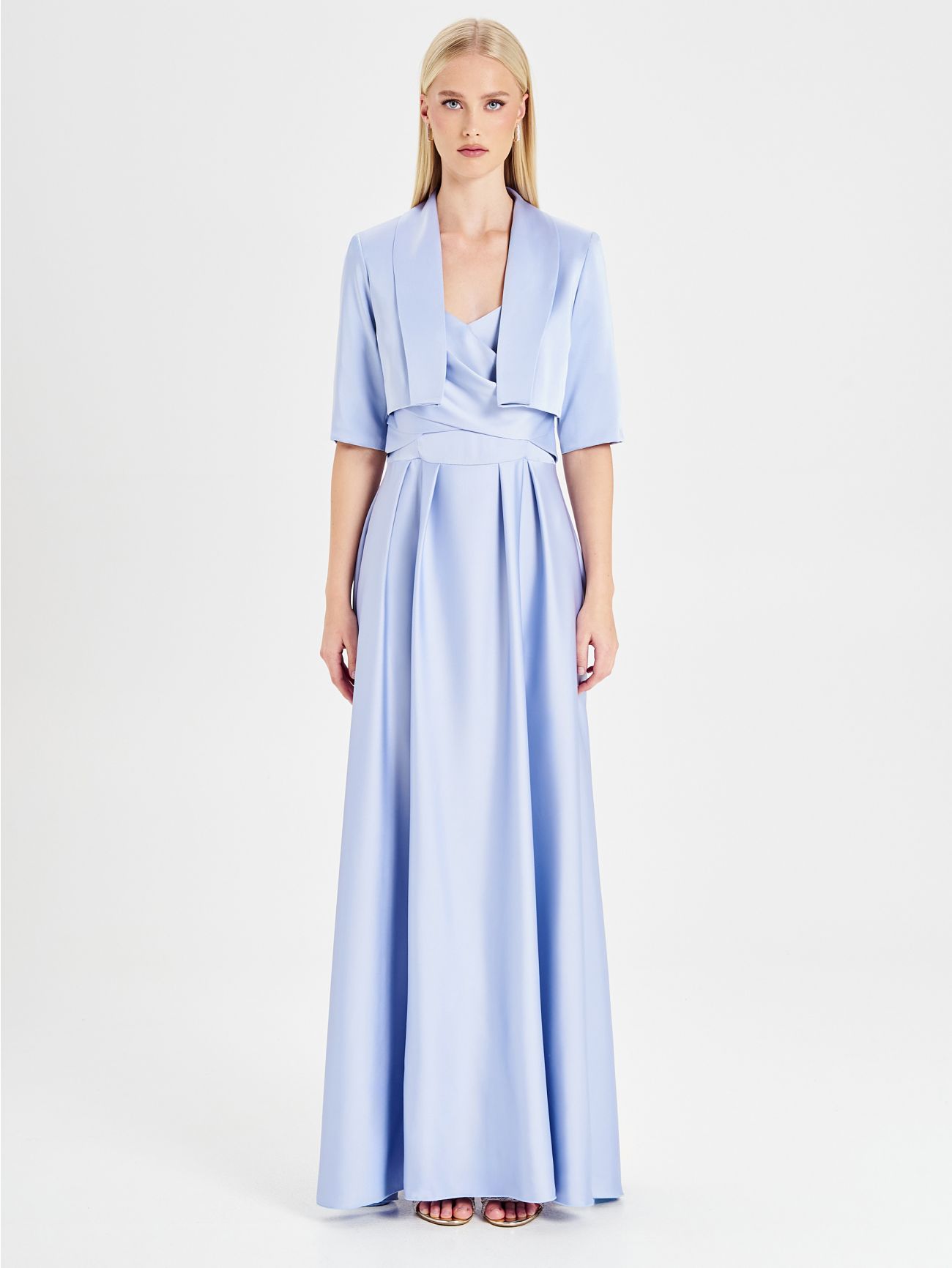 Rinascimento atelier Light Blue Satin Shrug det_1