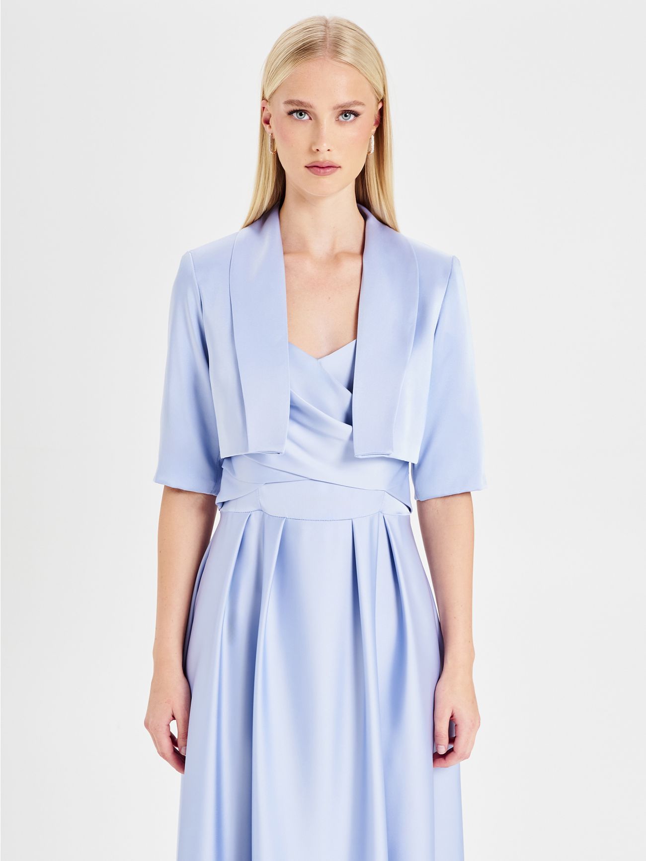 Rinascimento atelier Light Blue Satin Shrug det_3