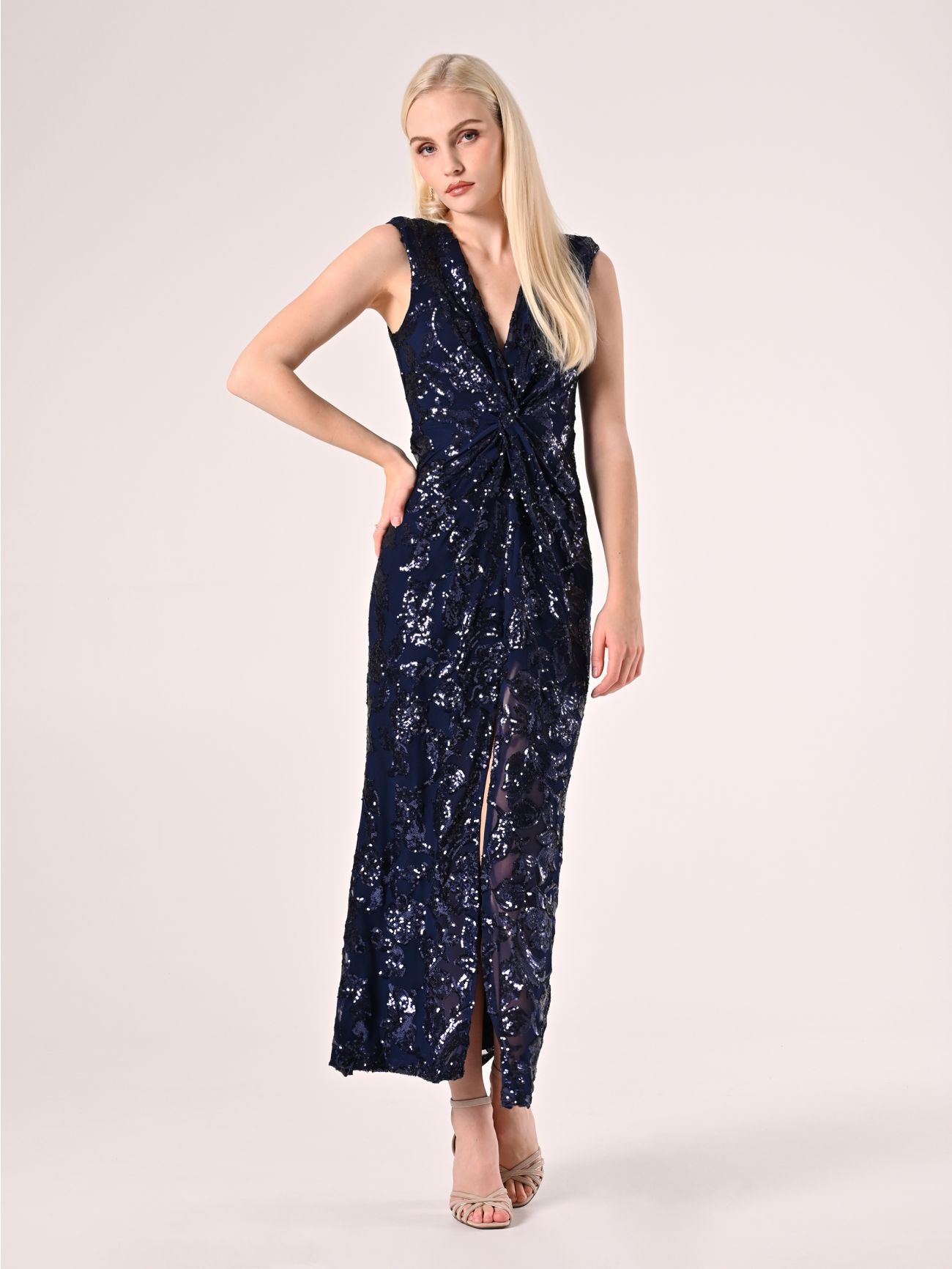 Langes Paillettenkleid in Blau in_i7