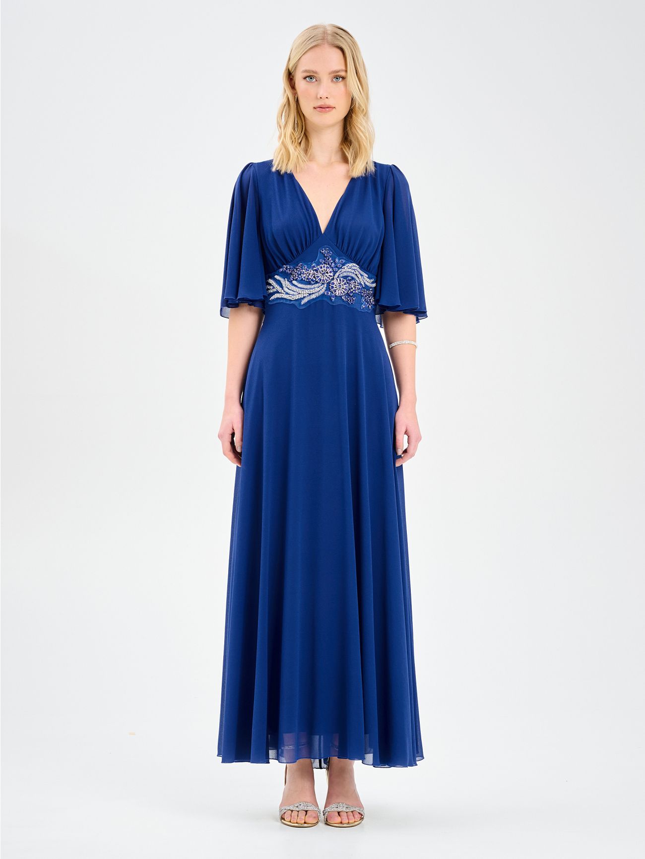 Rinascimento atelier Blue Dress Embellished with Stones det_1