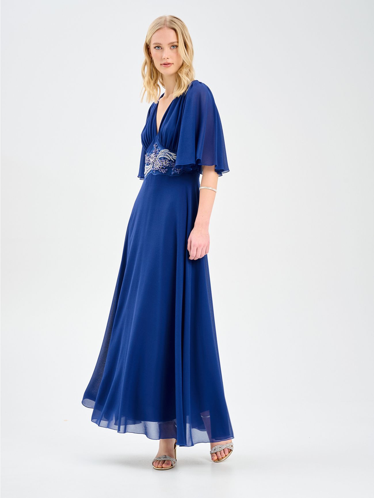 Rinascimento atelier Blue Dress Embellished with Stones in_i7