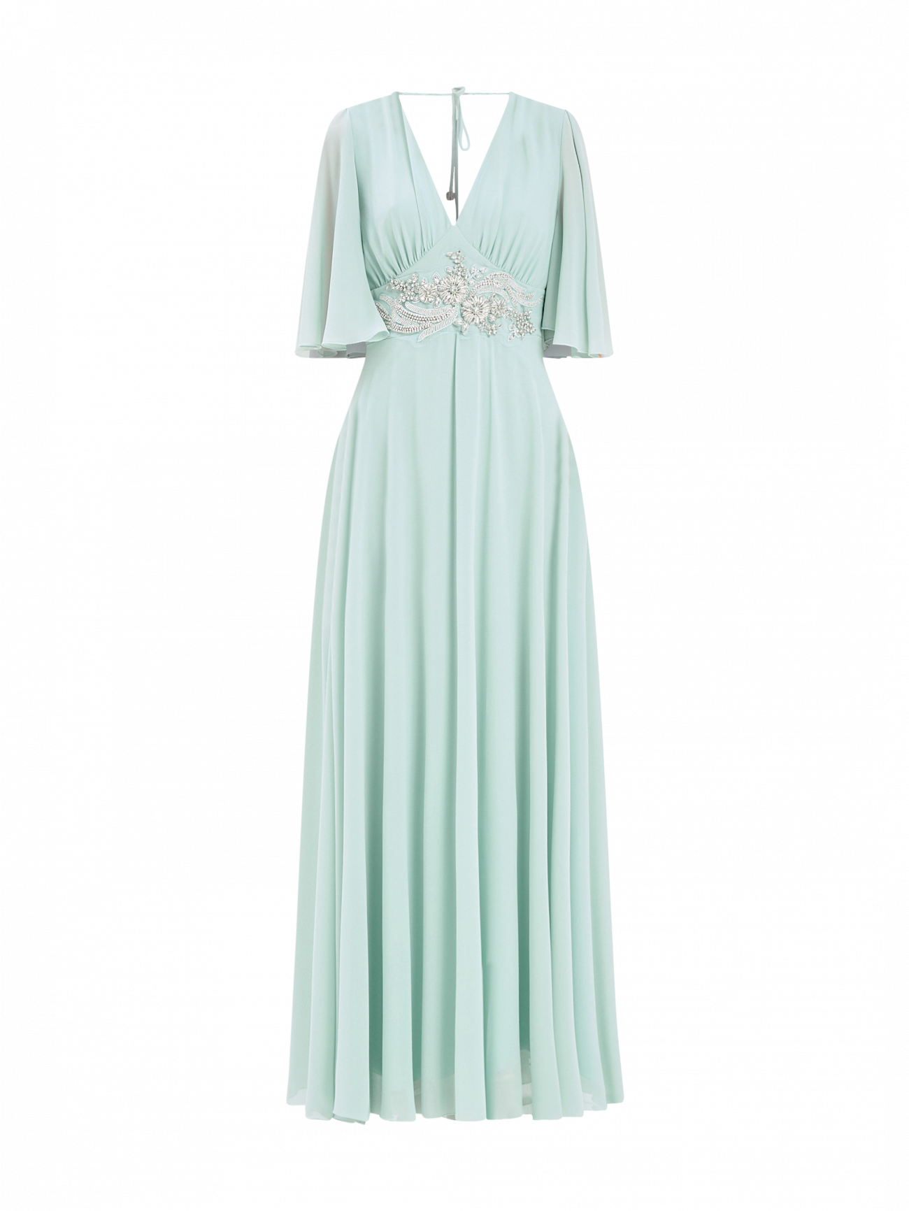 Robe Rinascimento atelier vert sauge détail pierres det_4