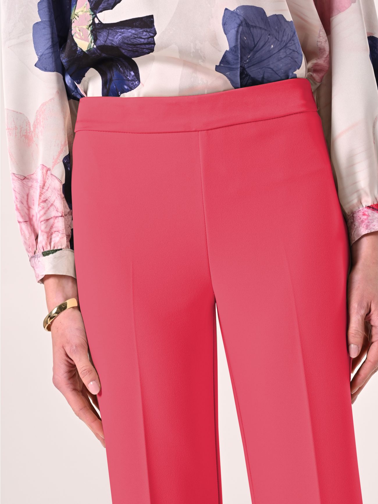 Pantaloni Palazzo Fuxia con Banda in Raso in_i5