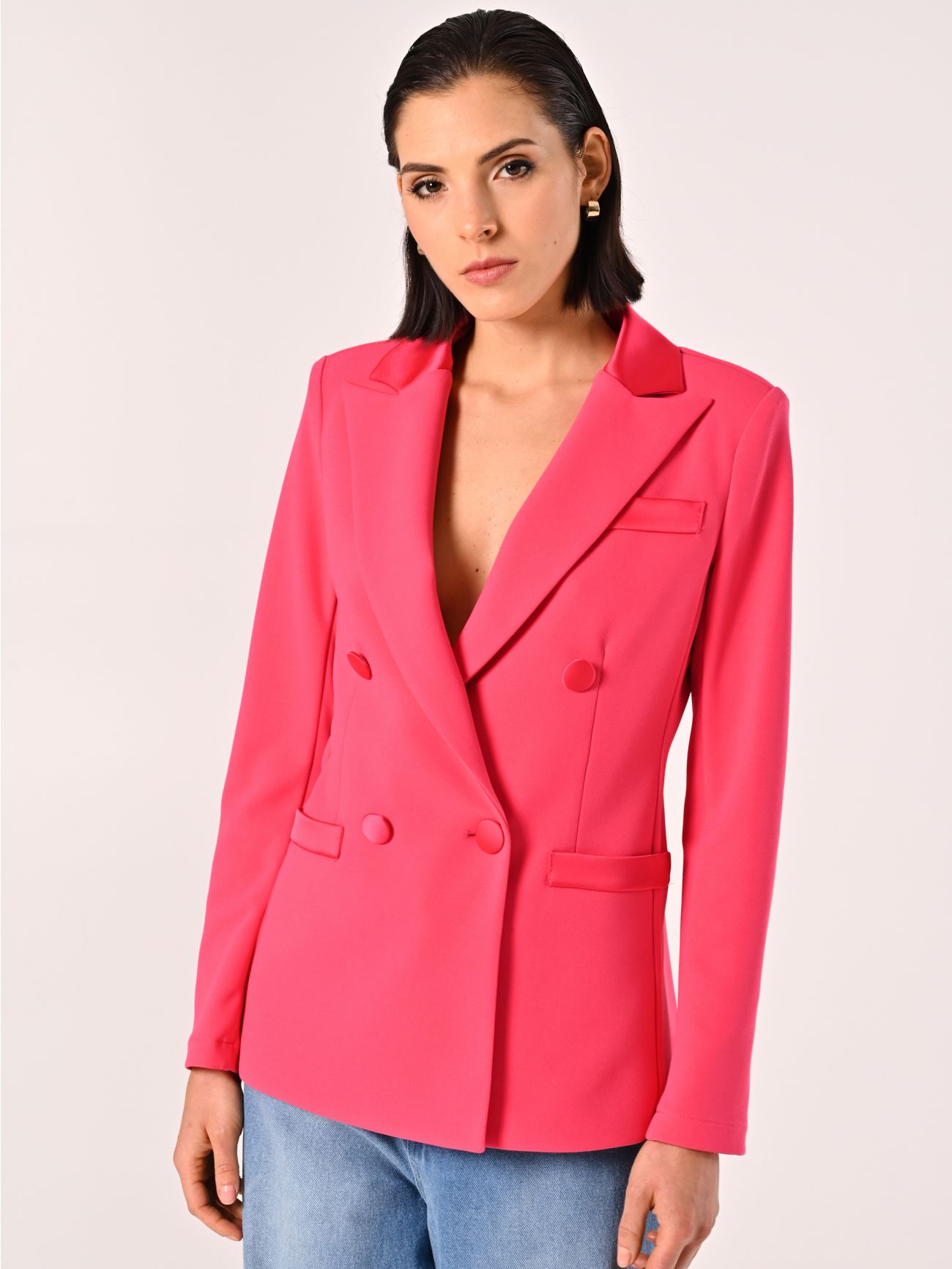 Fuchsia Jacket with Satin Inserts in_i7