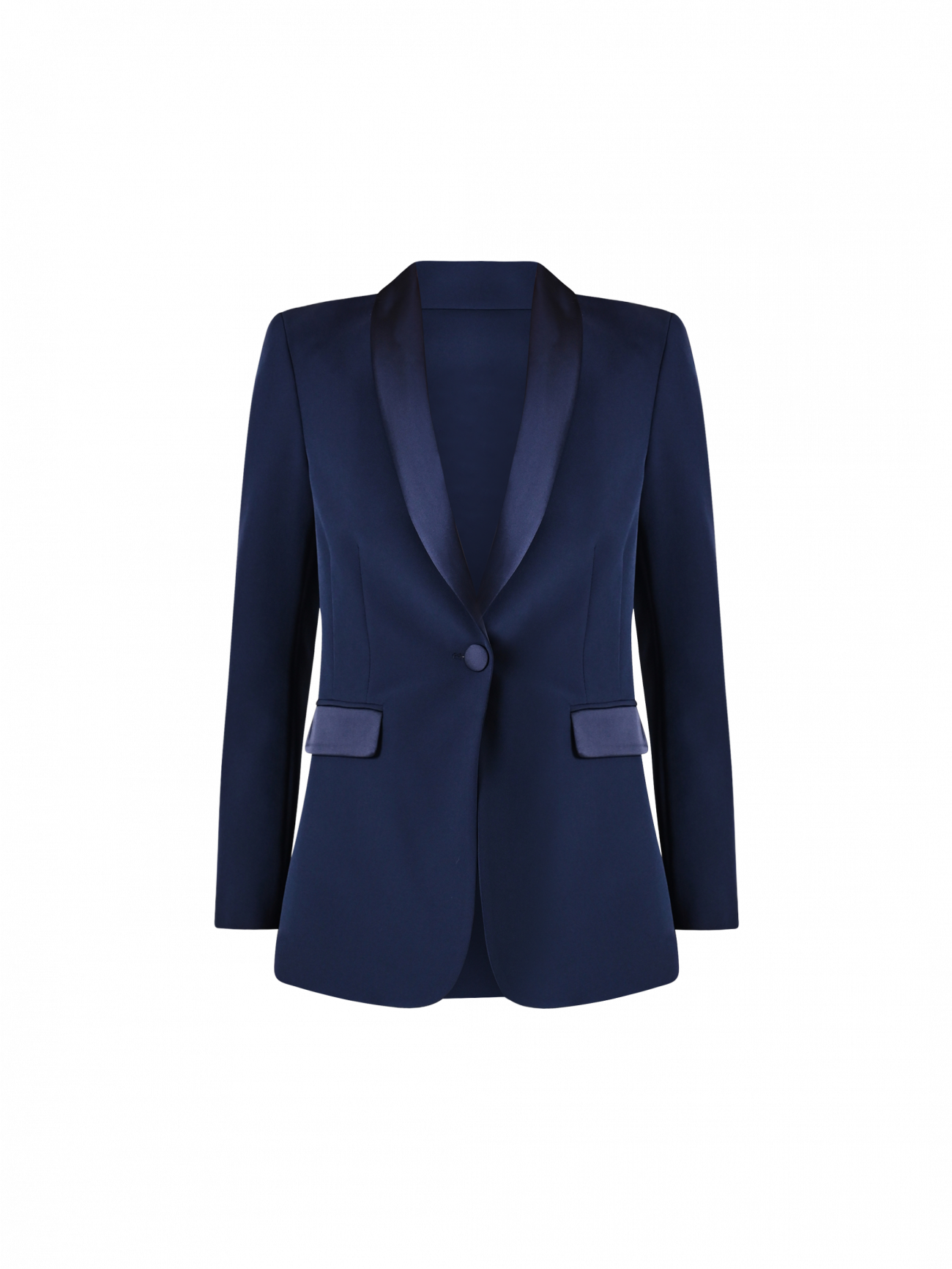 Jacke mit Smoking-Revers in Blau det_4