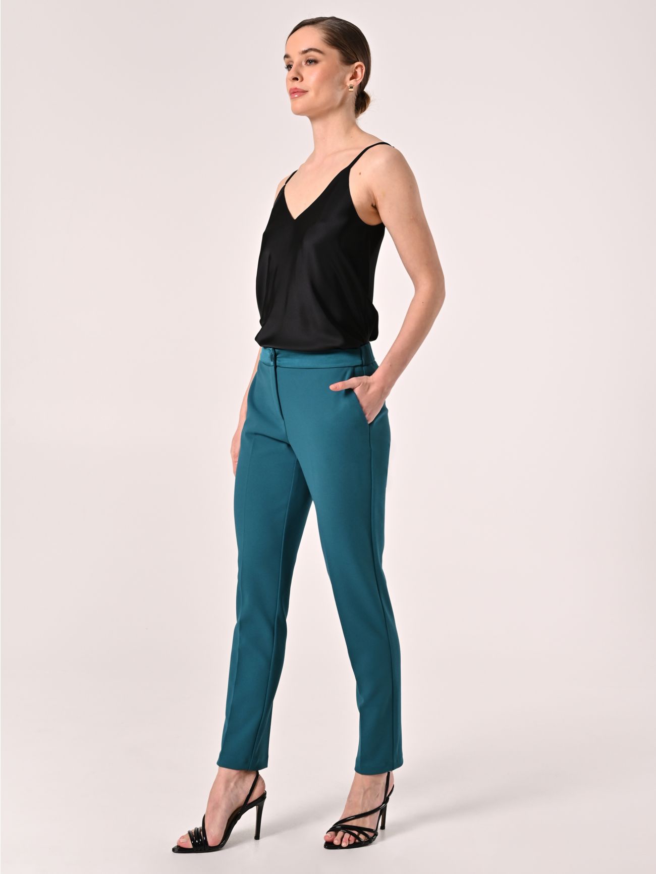 Pantaloni Verde Reale con Inserti in Raso in_i7