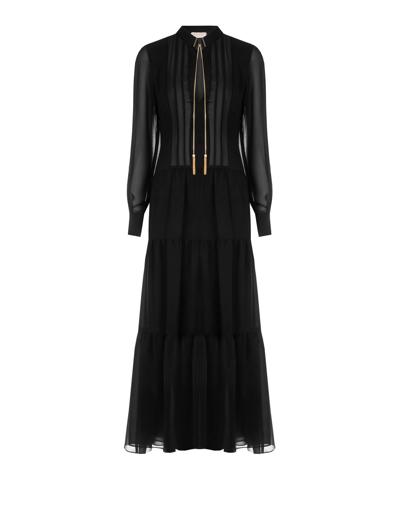 Maxi-Kleid aus Georgette-Kreppstoff in Schwarz det_4