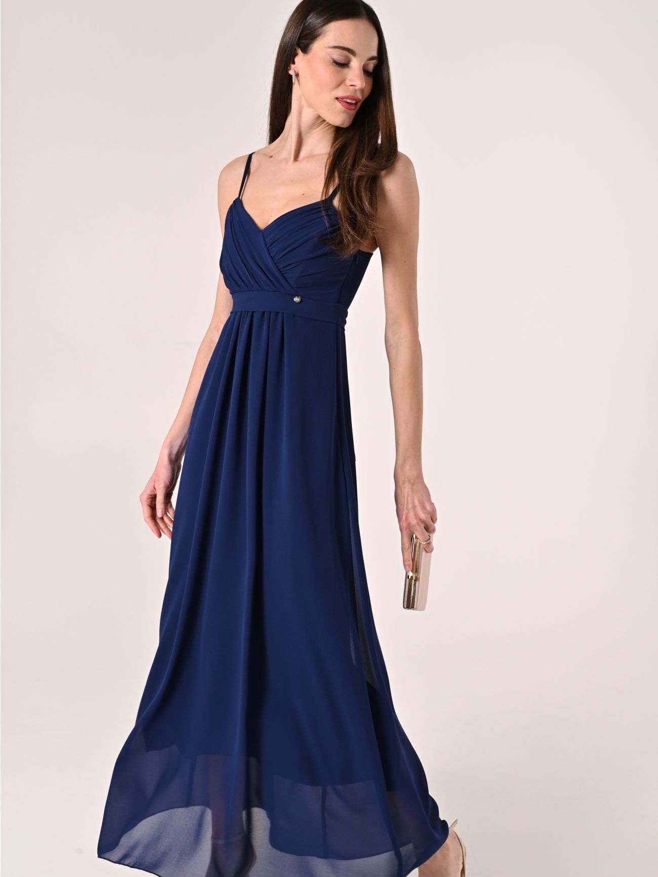 Abito taglio Impero  in Georgette Blu sp_e1