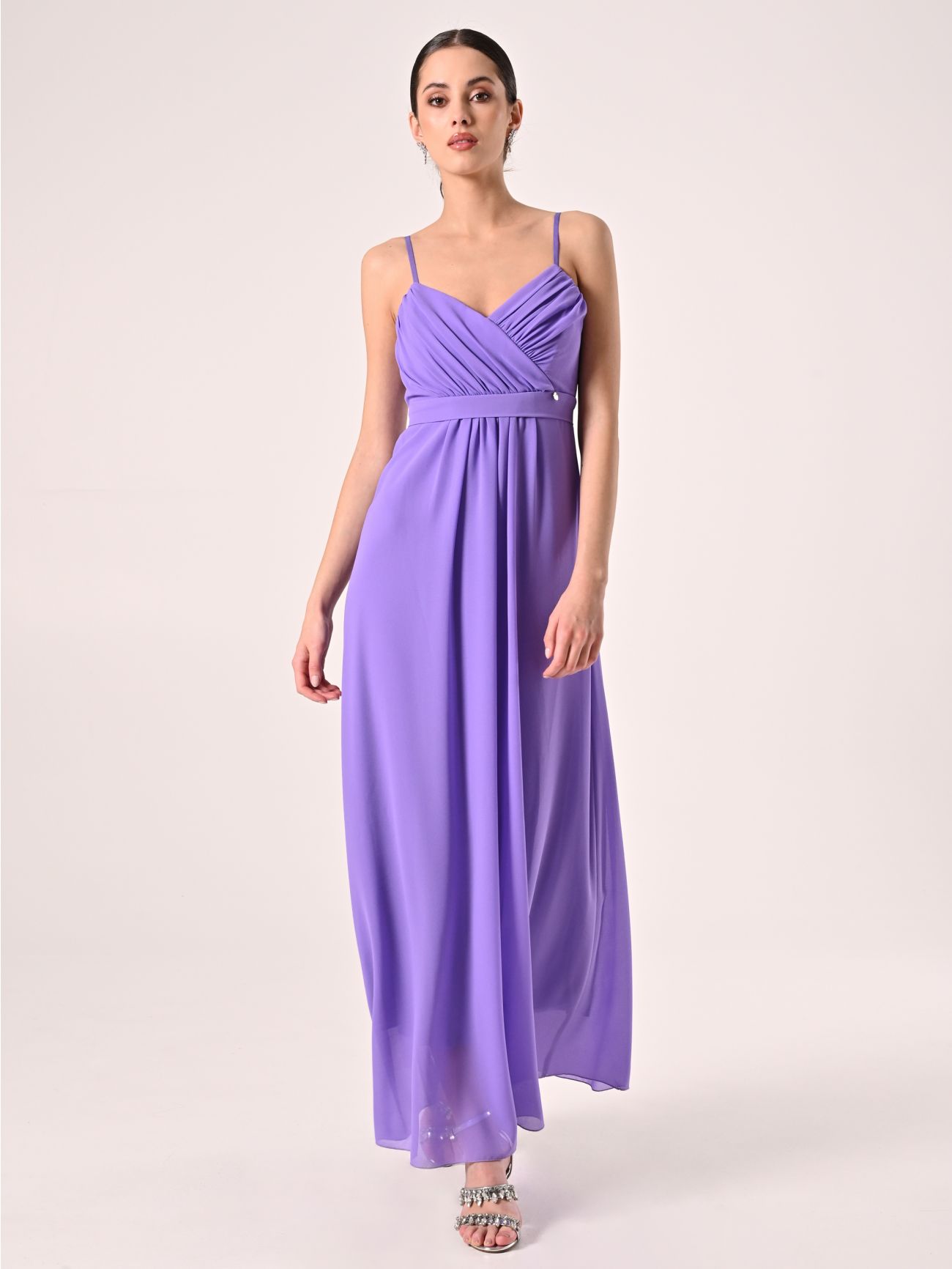 Georgette-Kleid im Empire-Schnitt in Lila in_i7