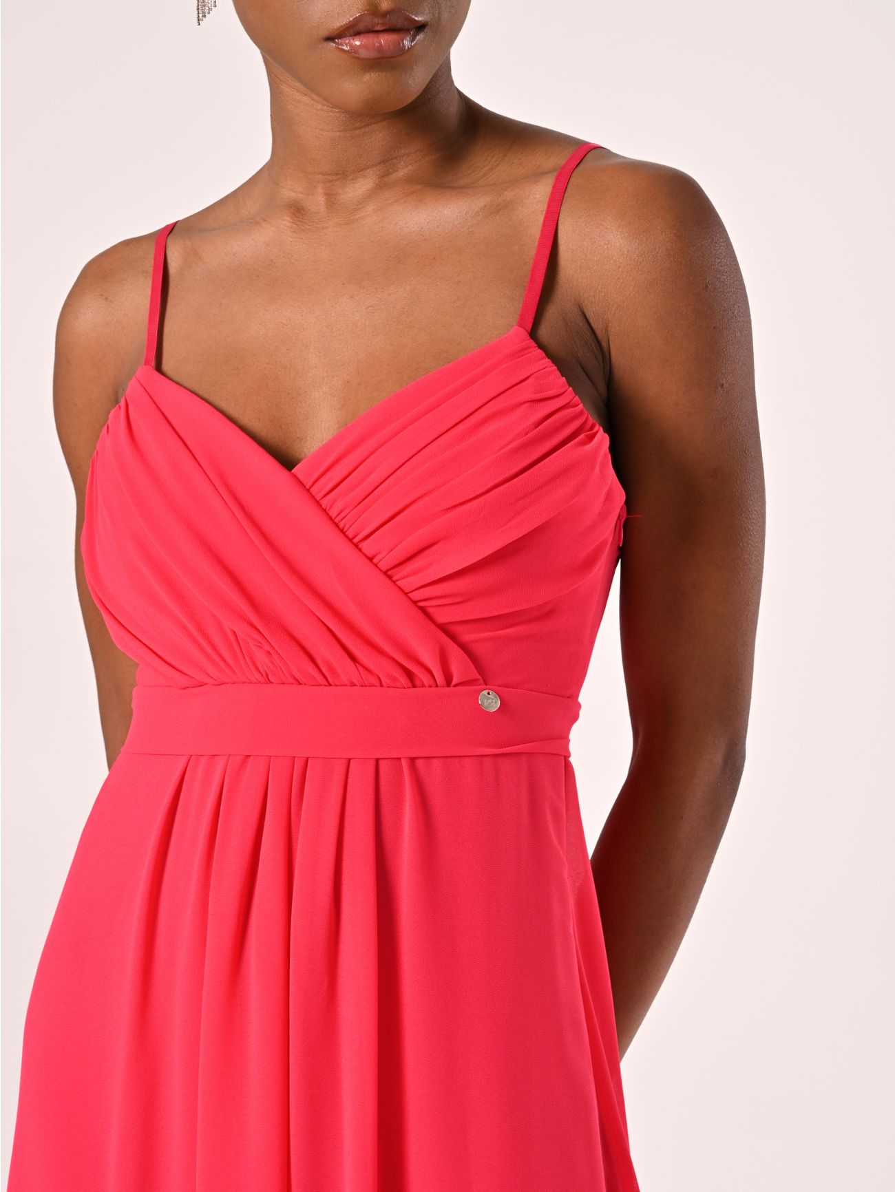 Robe coupe empire en crêpe georgette fuchsia in_i5