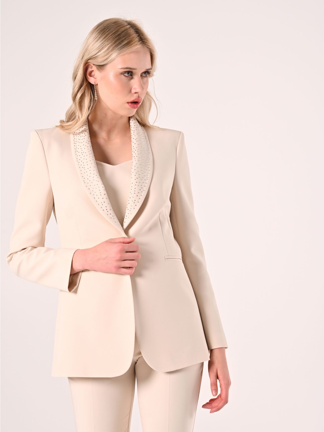 Giacca Beige con Strass in_i7