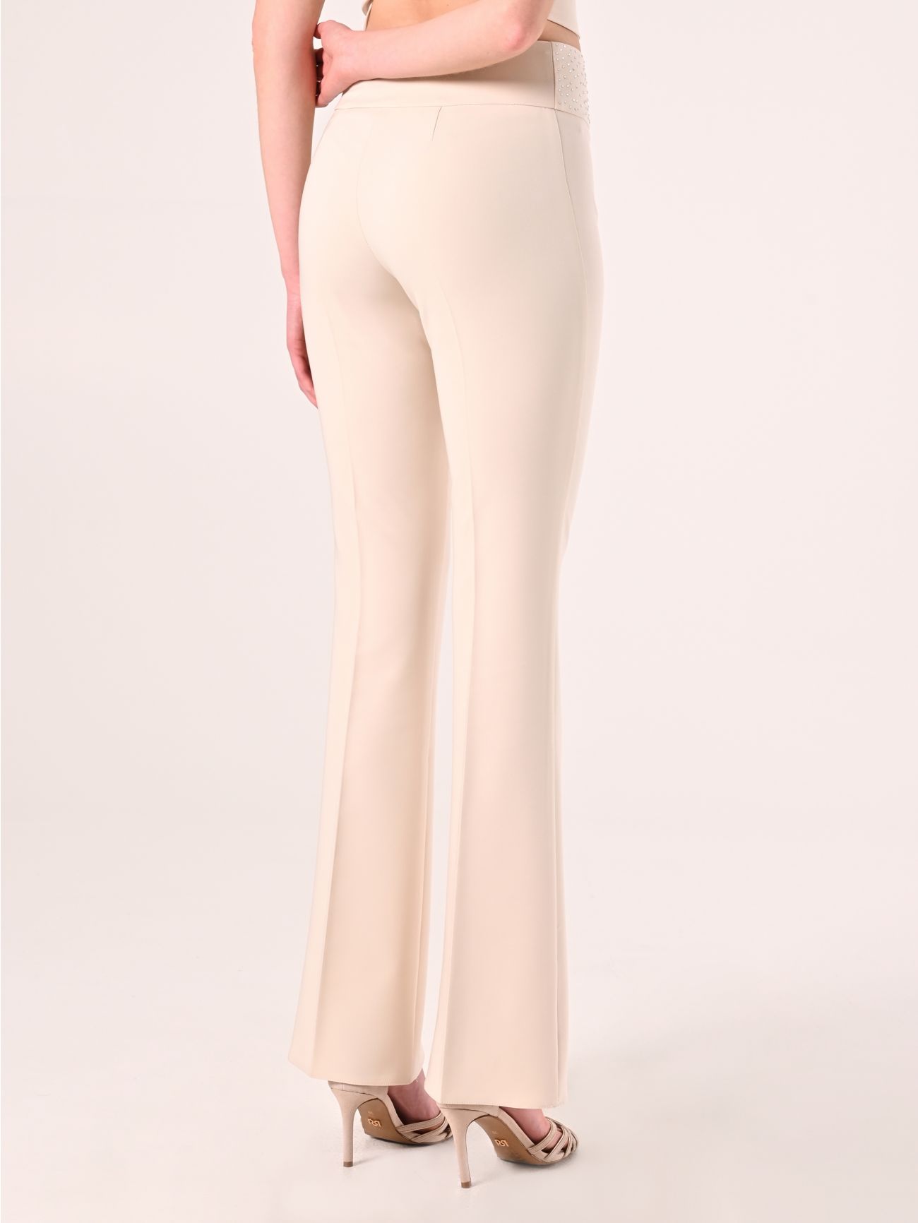 Pantaloni Beige con Strass det_3