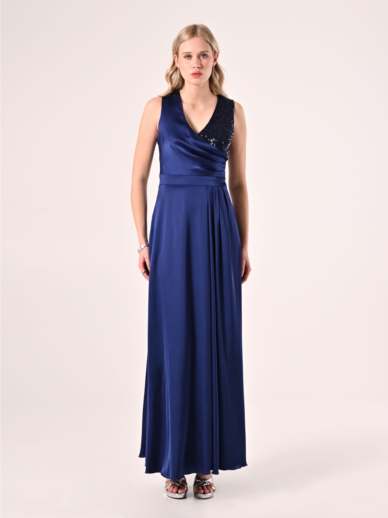 Abito Lungo Blu Paillettes det_1