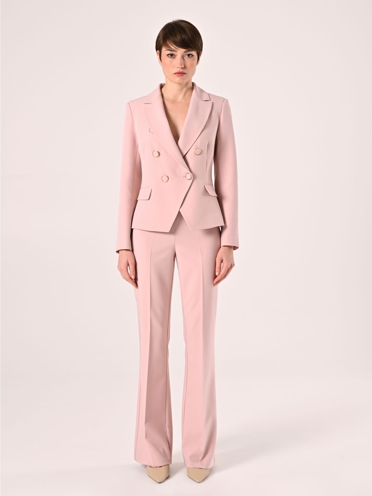 Pale Pink Double-breasted Jacket in Technical Fabric det_1