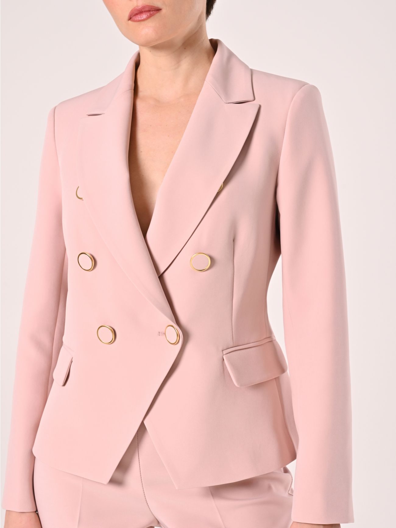 Pale Pink Double-breasted Jacket in Technical Fabric in_i5