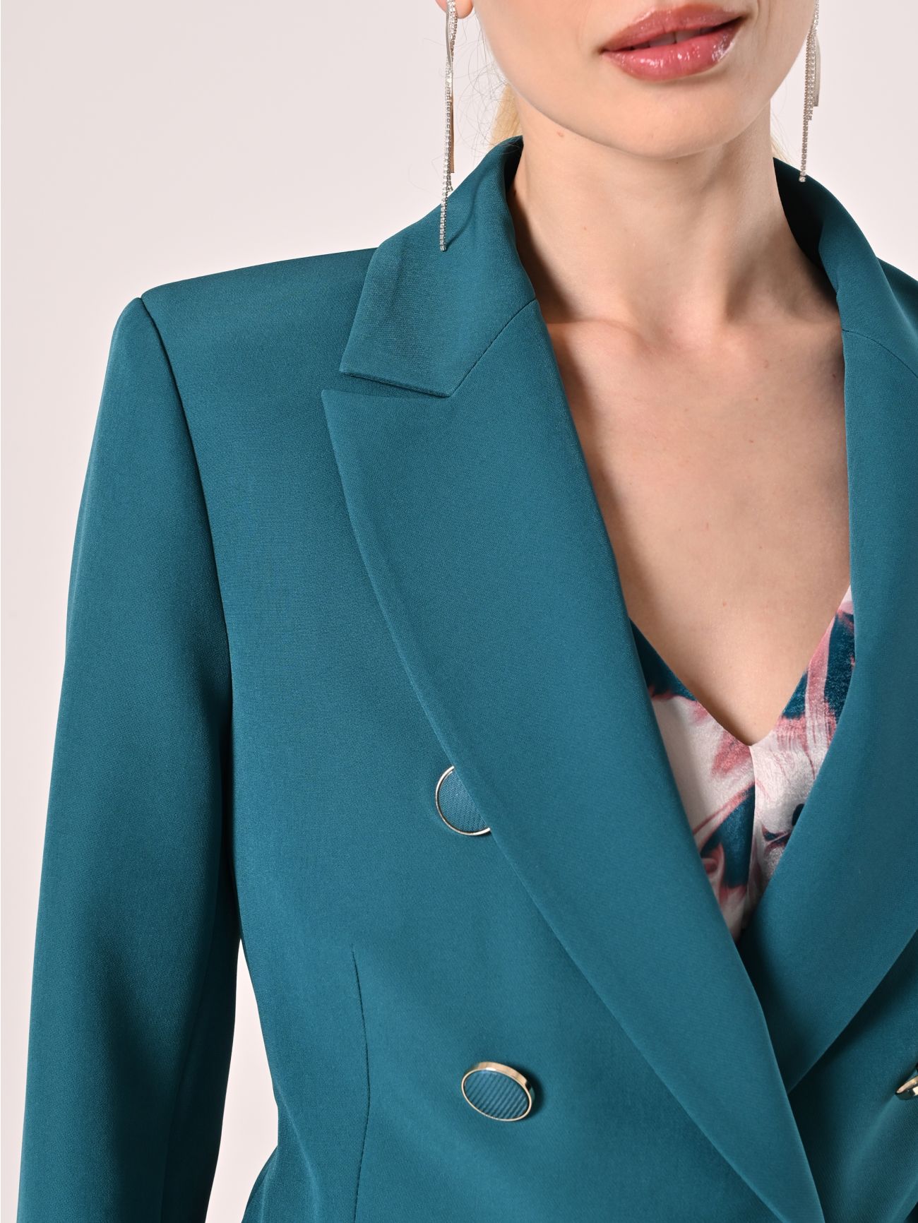 Double-breasted Jacket in Royal Green Technical Fabric in_i5