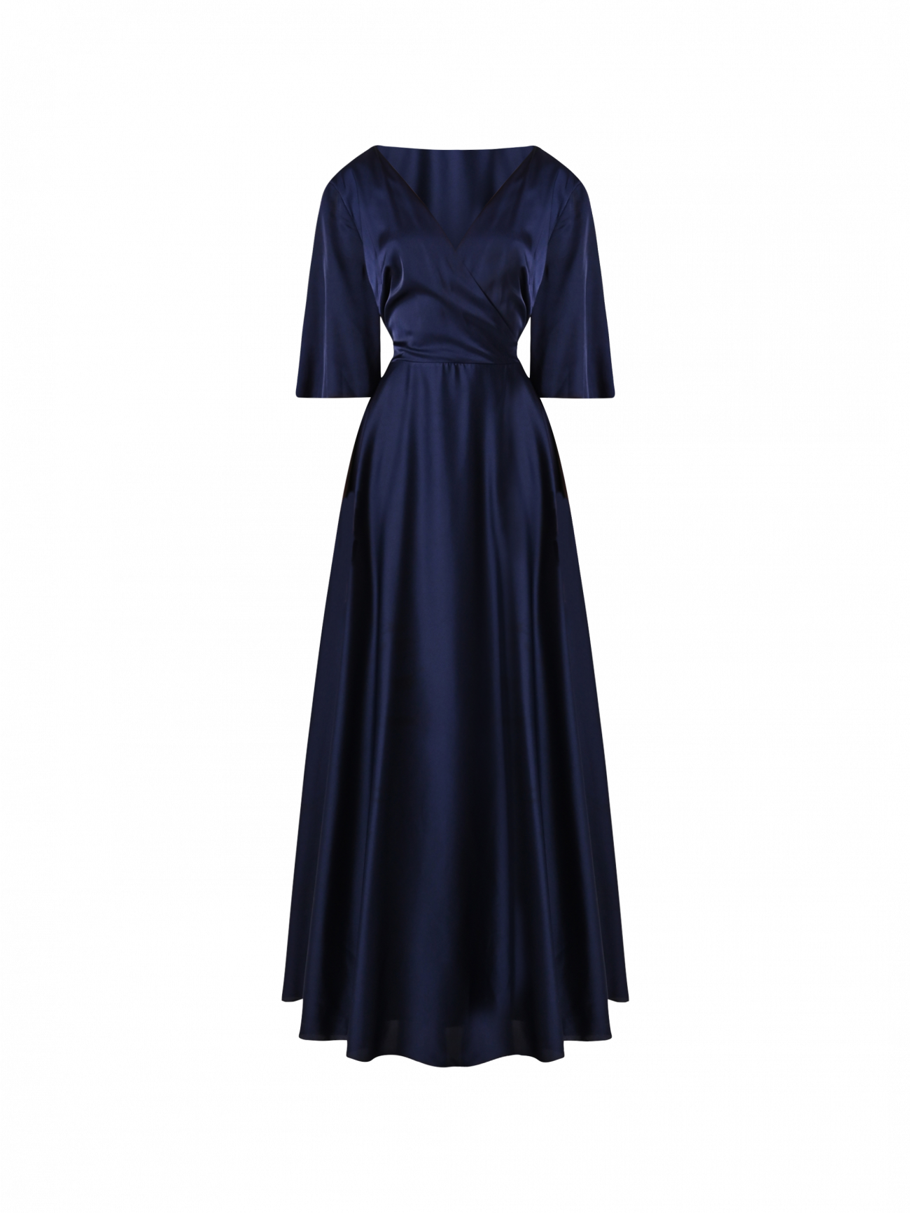 Blue Satin Midi Dress det_4