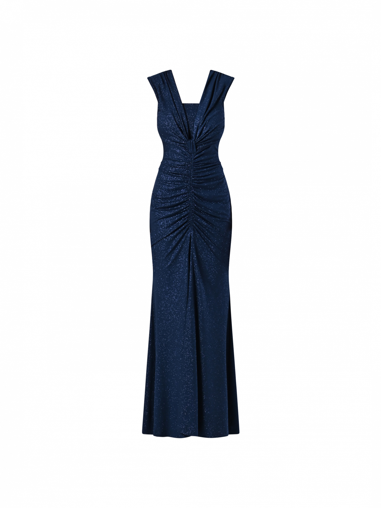 Gerafftes Kleid mit Mikro-Glitzer in Blau det_4