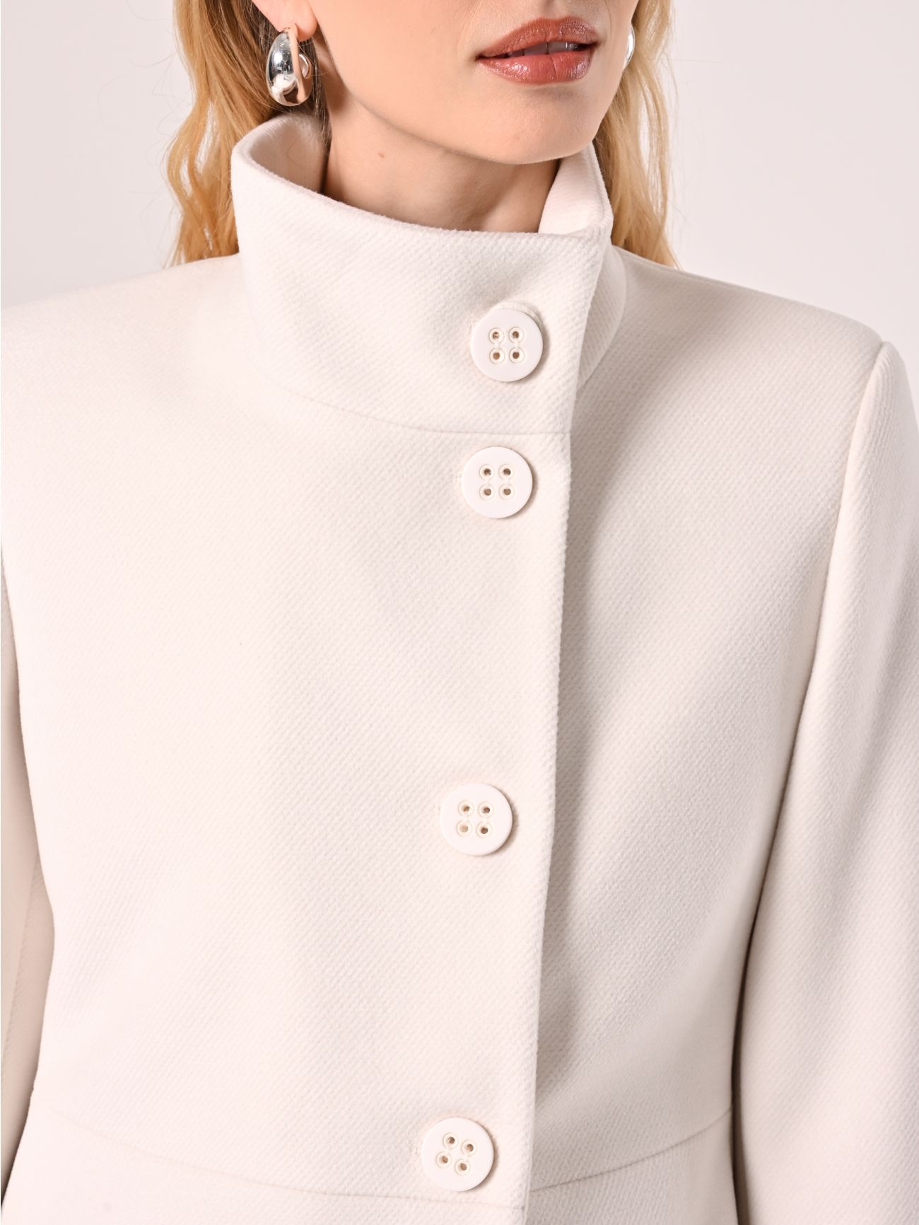 White Coat with Stand-Up Collar in_i5