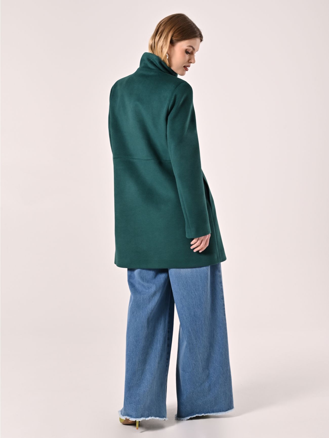 Royal Green Coat with Stand-Up Collar det_3