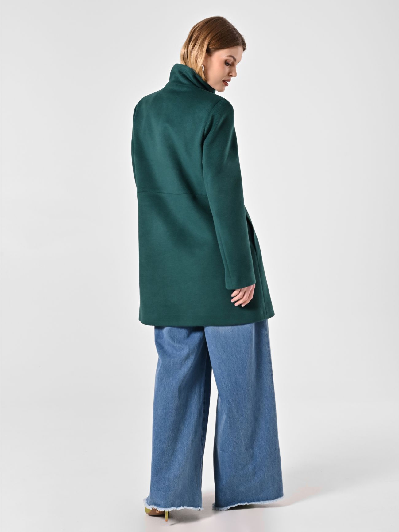 Royal Green Coat with Stand-Up Collar det_3