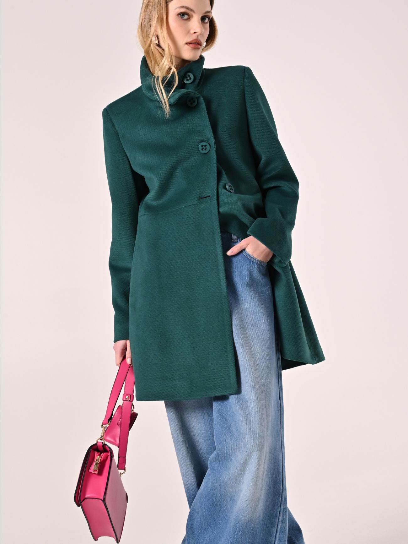 Royal Green Coat with Stand-Up Collar sp_e1