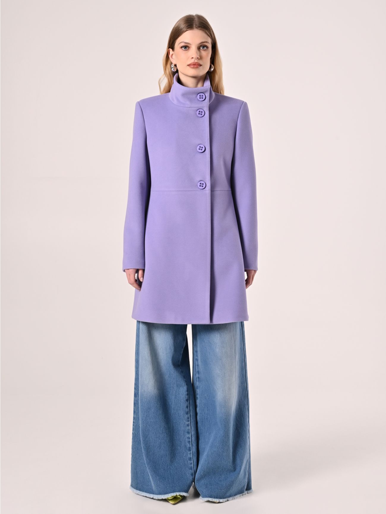 Lilac Coat with Stand-Up Collar det_1